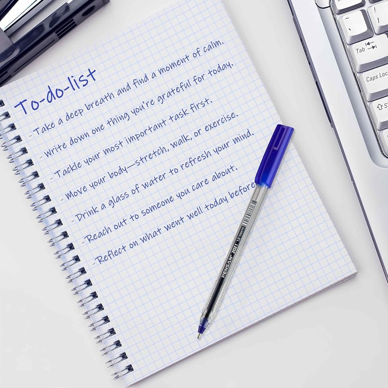 Pensan 2021 Ballpoint Pens, 1.0mm Medium Point, Ergonomic Triangular Grip,