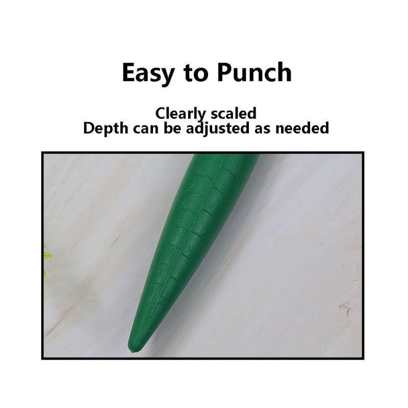 Plastic Bulb Planter Tool, 17cm Green Dibber with Measurement Scale