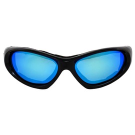 Hurricane Eyewear Category 5 Jet & Water Ski Sunglasses to Goggles Hybrid 2 Pairs Black Frames w/Blue Mirror & Driving Mirror Lenses