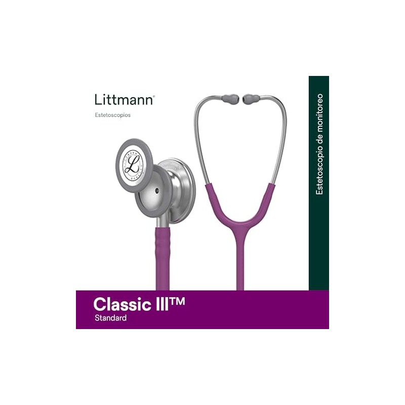 3M Littmann Estetoscopio Classic III, Manguera Color Ciruela, Acabado Standard,