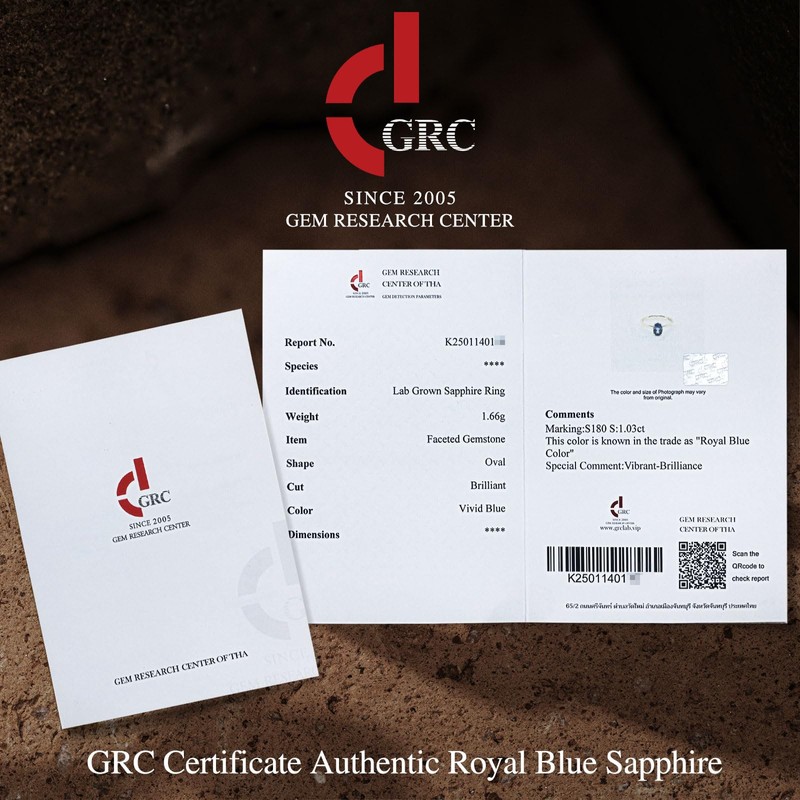 GONA 1-3.5CT Lab Grown Blue Sapphire Ring Gemstone GRC Certificate