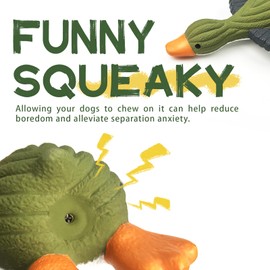 ZITNPOO Goose with a fabric-like pattern Natural latex squeaky toy Combination of natural latex squeaky toy and cotton rope toy