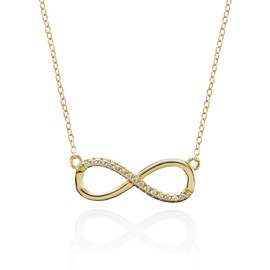 namana Infinity Sign Necklace with Cubic Zirconia, 18K Gold Plated, 18K Rose Gold Plated or Rhodium Plated Sterling Silver Necklace, Infinity Sign Pendant (Gold, Silver)