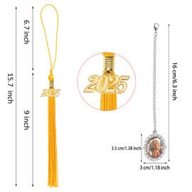 Penta Angel Foto-Charm-Quaste mit 2025er-Quaste zum Abschluss, personalisierbar, Gedenkabschluss, Dekoration für Absolventen, Mütze, Party, Zeremonie, Souvenir, Geschenke (Gold)