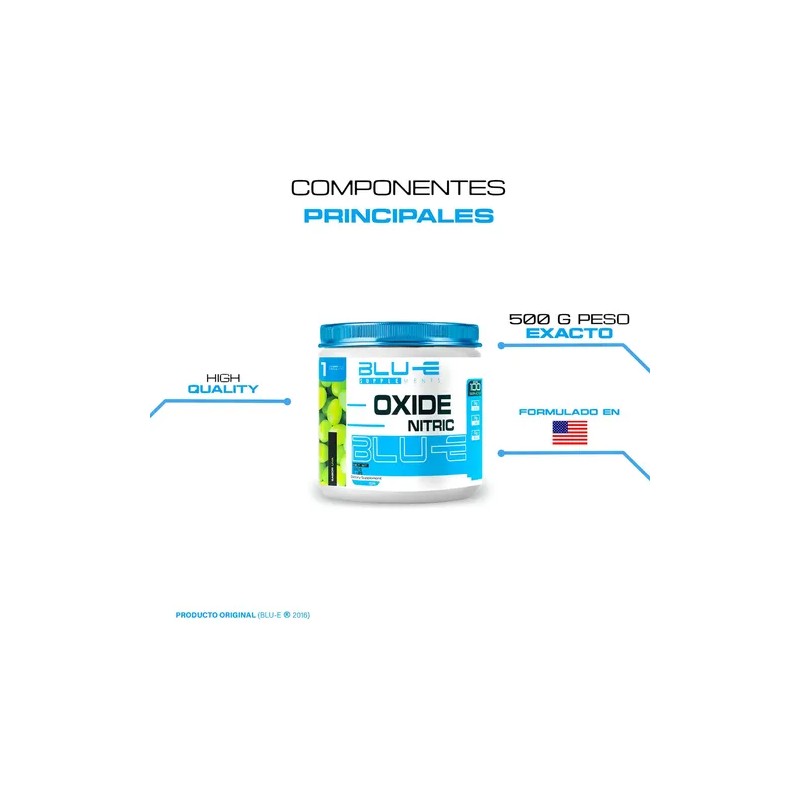 Óxido Nítrico Blu-e Supplements con Arginina para Rendimiento Deportivo Sabor