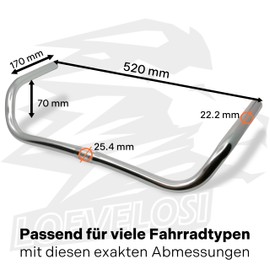 LOEVELOSI Klassischer Fahrradlenker Hollandrad Vintage Design Aluminium Lenker Silber für Retro Rennrad Hollandfahrrad Damefahrrad Herrenrad City Bike Handlebar Damen & Holland Fahrrad Hollandbike