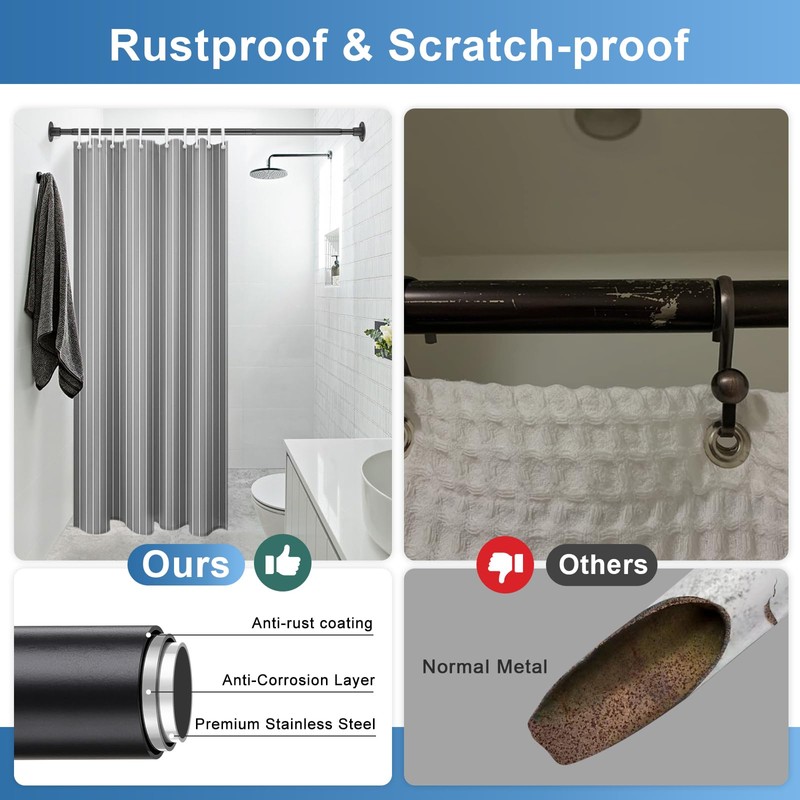 Heavy Duty Shower Rod - Industrial Shower Curtain Rod Wall