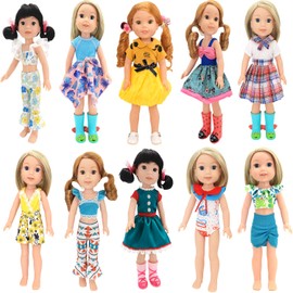 BM 10 Sets American Wellie Doll Clothes Outfits Dolls Handmade Casual Wear Clothes and Other 14 -14.5 Inch Dolll
