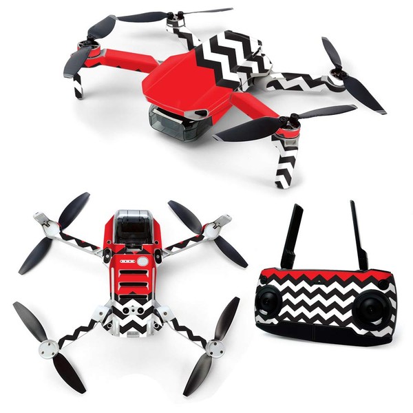 MightySkins Skin for DJI Mavic Mini Portable Drone Quadcopter - Red Chevron | Protective, Durable, and Unique Vinyl Decal wrap cover | Easy To Apply, Remove, and Change Styles | Made in the USA (DJMAVMIN-Red Chevron)