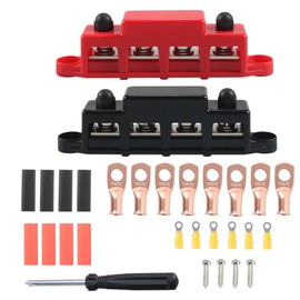 Ieron 2pcs 4 Ways Wiring Row RV Modification Accessories 300A Stud Bus Bar Power Distribution Block for Solar Wiring Car