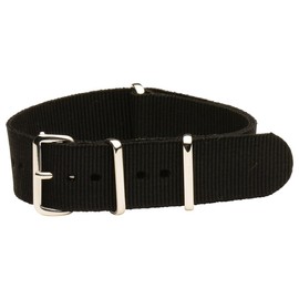 Clockwork Synergy® - Classic SS Nylon NATO Watch Band Straps - Solid Black - 22mm Interchangeable Replacement Military Watch Strap