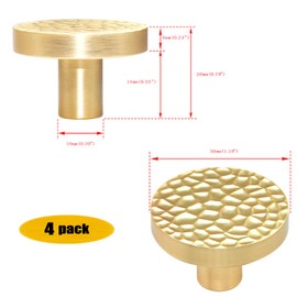 IAFVKAI 4 Pack Gold Cabinet Knobs Zinc Alloy Drawer Knob Brushed Brass Round Cabinet Kitchen Handle Gold Door Dresser Knob for Kitchen Cupboard Door