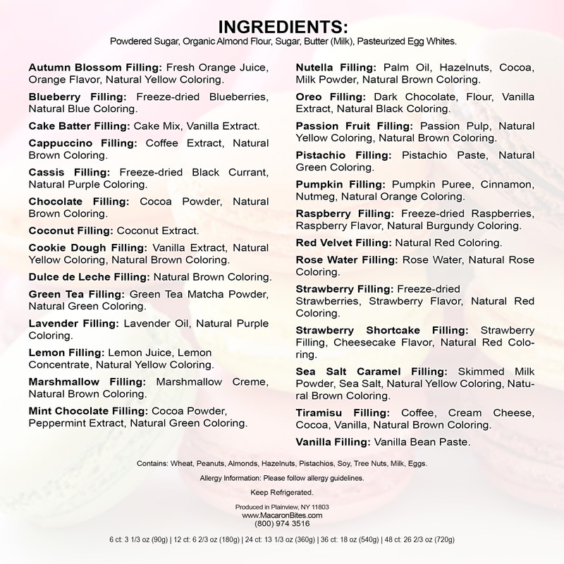 Macarons Gift Box of 24 - Strawberry French Macarons, Gourmet