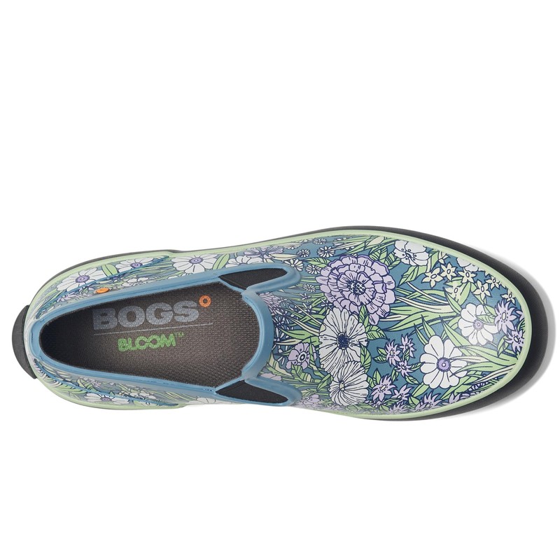 Bogs Women's Patch Slip On Rain Boot, Light Blue Multi,