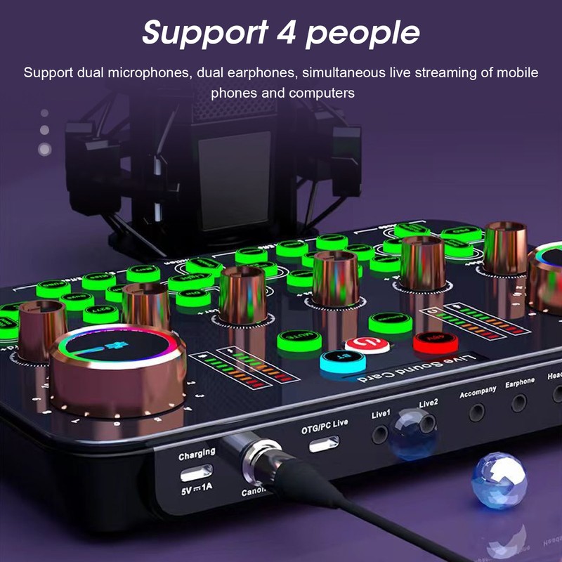 Sound Board Multiple Effects Voice Changer Sound Card for Live