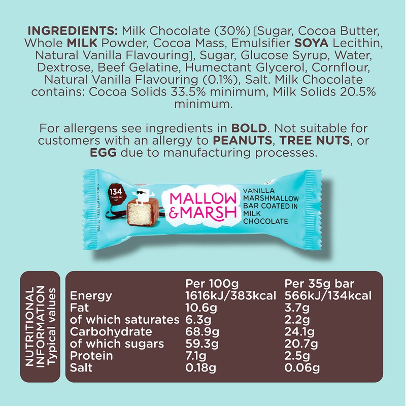 Mallow & Marsh Vanilla Marshmallow Bars - Multipack 12 x