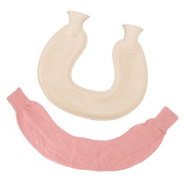 U Shaped Neck Hot Water Bag Double Knitted Insulation Rubber Warm Hot Water Bottle Pink Cover