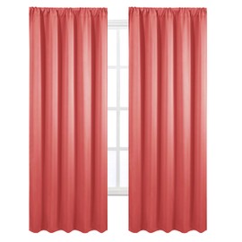 LEMOMO Coral Blackout Curtains 52 x 84 inch/Curtains Set of 2 Panels/Thermal Insulated Room Darkening Bedroom Curtains