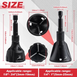 GOLD DEER 2Pcs Deburring Tool Chamfer Tool 1/8"- 3/4" and 1/4"- 1" Tungsten Carbide Chamfering Drill Bit Fast Hex Shank Deburr Drill Bit External Burr Removal for Metal Rod Bolt Pipe 3D Printing PVC