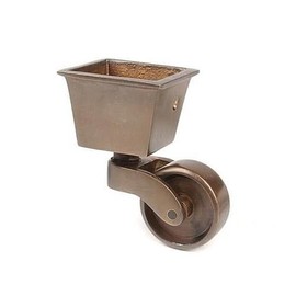 Van Dyker's Restorers Vintage Classic Solid Brass Square Cup Caster Wheel (1 Piece), Antique Brass, 1 7/16 Inch Wheel