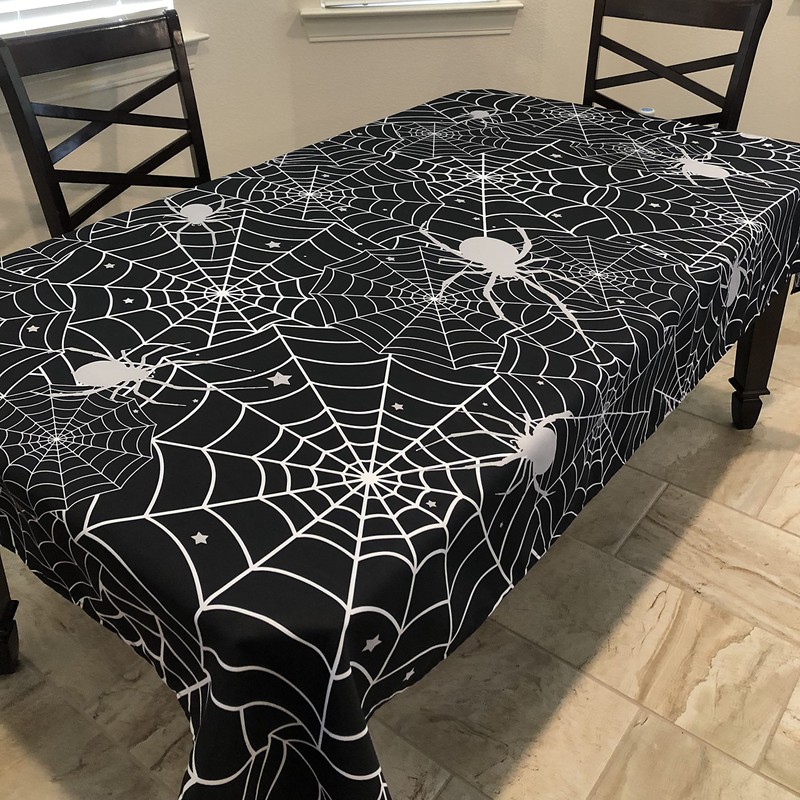 Jwssor Halloween Tablecloth,274x130cm Waterproof Spider Tablecloth for Halloween Party Decoration