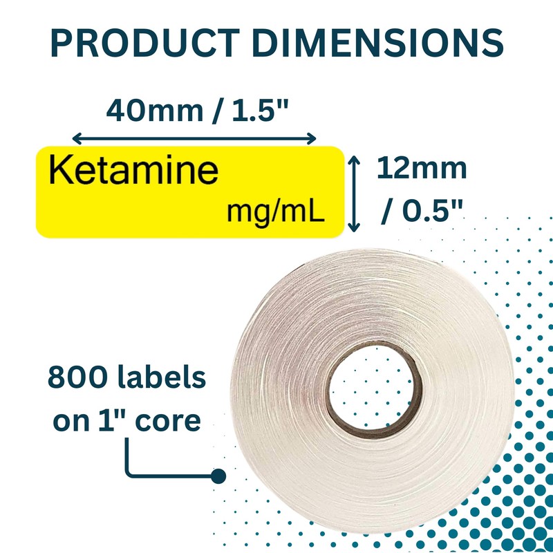 Ketamine mg/mL Anesthetic Syringe Labels - Box of 800 Labels