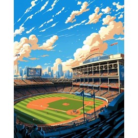 ZUVRDIAI Paint by Numbers for Adults Baseball Stadium DIY Oil Painting Kits on Canvas with Paint Brushes and Acrylic Paints Home Wall Art Decor Gift 16x20Inch (Frameless)