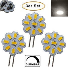 PB-Versand 3x G4 LED 2W Dimmable 12V AC/DC 9x5630 SMD 120° Round Spotlight