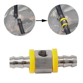 3/8 Fuel Pressure Sensor Quick Connector T - Fitting Adapter with 2 x Plastic Rings Fit for Universal Car Fuel Pressure Gauge Fittings