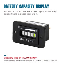 HonorMeet 36V Golf Cart Battery Meter, Trojan Battery Meter Gauge, Battery Charge Meter for Reminder, Works on Golf Cart Club Car Forklift Electric Vehicle Star Car Stacking Machine. (Trojan)