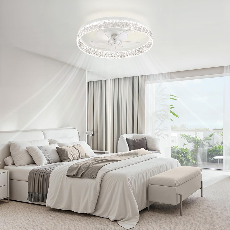 LEDIARY 22" Modern Ceiling Fans with Lights and Remote, Dimmable