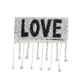 Fashion Sequin Iron-on Patches, 4 Inch Letters Love with Crystal Tassels Iron on Patch DIY Decorative Accessories for Bags Clothes T-Shirt Jeans Backpacks