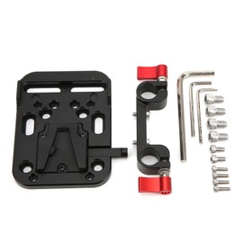 V Mount Lock Battery Plate Power Supply Splitter Adapter with 15mm Rod Clamp for DSLR Cameras