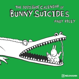 N NEUMANNVERLAGE - Bunny Suicides 2025 Brochure Calendar, 30 x 30 cm, Wall Calendar with Funny Illustrations, International Holidays and Moon Phases, Plenty of Space for Notes