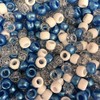 100 x Blue, White Glitter Mix 9x6mm Pony Beads
