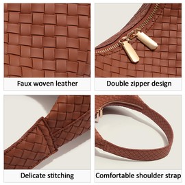 Leather Hobo Bags for Women Small Soft Shoulder Purse Slouchy Tote Handbags with Double Zipper Design 2025, Black-3