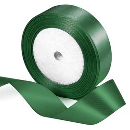 25 Yards Dark Green Satin Ribbon 1inch, Single Face Polyester Silk Fabric Hair String Ribbon for Craft, Flower Bouquets, Gift Wrapping, Wedding, Bow Making and Valentines Decoration