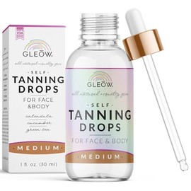 GLEOW- Gotas bronceadoras para rostro para agregar a la crema humectante - Gotas bronceadoras intermedias para rostro y cuerpo - Gotas bronceadoras rápidas