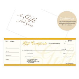 IMPACTONLINEPRINTING Custom Gift Certificates For Business - Add Your Store Name and Address, Comes with Free matching Envelopes and Sequential Numbering Printing (NJ67SB)