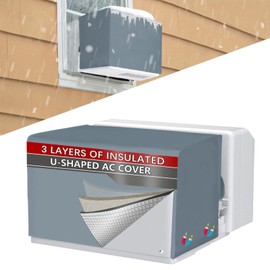 20"L x 13.5"H x 12.5"D Outdoor Window Air Conditioner Cover Compatible with Midea U-Shaped Air Conditioner 8000/10000/120000 BTU, 3 Layers Insulation AC Cover, Air Conditioner Covers Outside, Grey