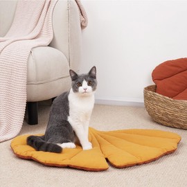 7WUNDERBAR Cat Bed Cat Cushion Soft Washable Cat Sleeping Place Cat Basket Cat Sofa Cat Blanket Dog Bed for Small Dogs Pet Bed (Ginkgo Leaves)