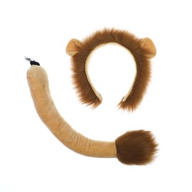 Izemisonico Lion Cat Ear Headband Tail 2-Piece Set, Cosplay, Animal Ears, Mofufufu, Chemoner, Props for Animal Costume, Party, Cosplay, Costume Accessory, Halloween, Fancy Dress Up Butoh