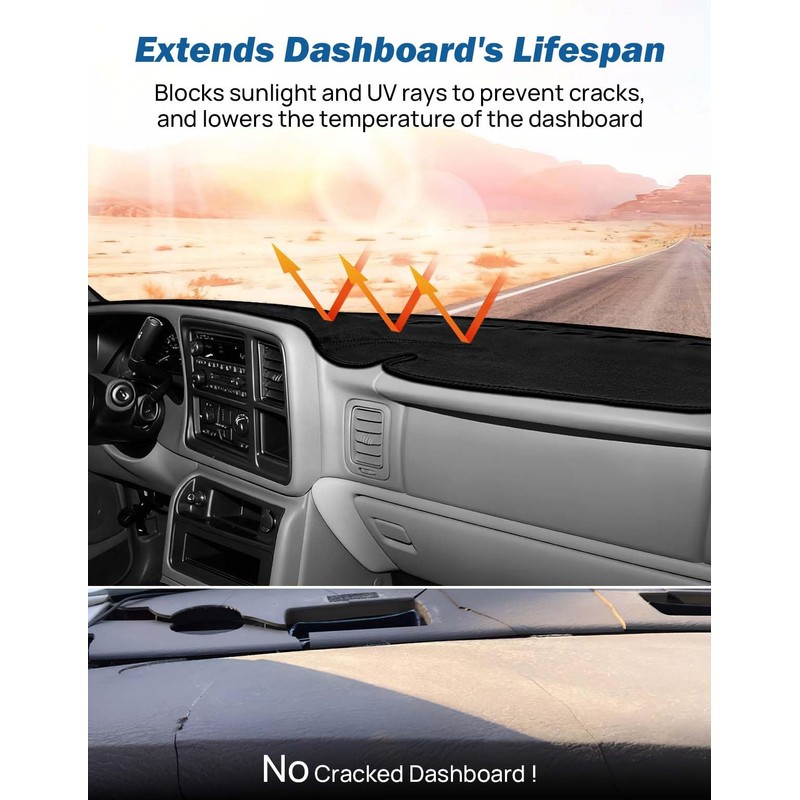 JOYTUTUS Dash Cover Dashboard Cover Mat Compatible with 1999-2006 Silverado/Sierra