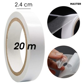 Double-Sided Tape Extra Strong Transparent Thin Double Sided Tape Strong 24 mm x 20 m (6 Rolls = 120 m)