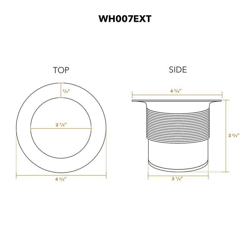 Cyclonehaus extended solid brass flange for deep fireclay sinks