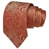 GUSLESON Mens Gold Red Tie Paisley Wedding Solid Silk Necktie