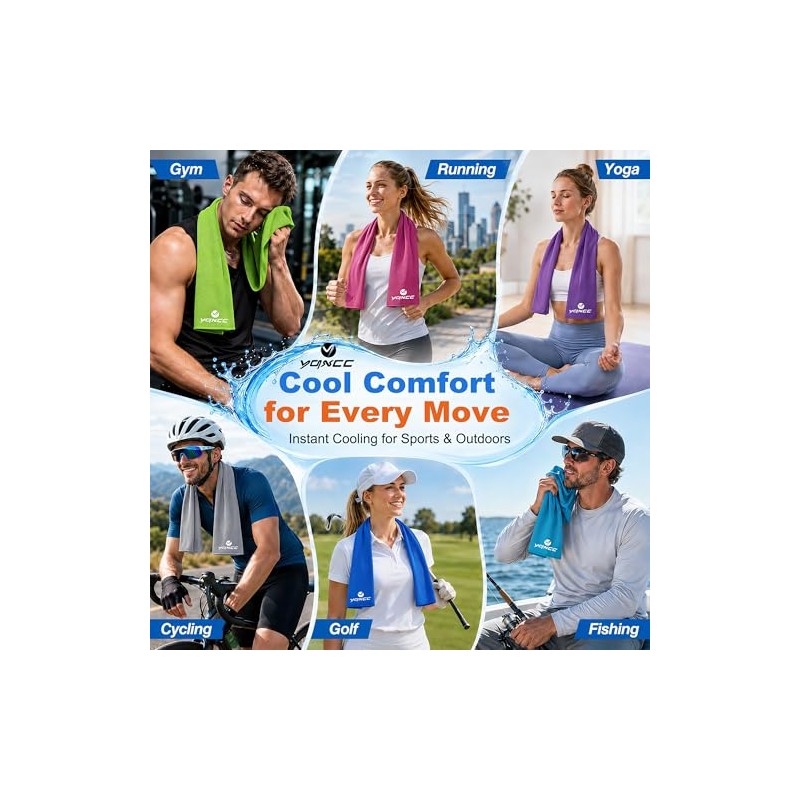 Cooling Towels 6 Pack, YQXCC Soft Microfiber Quick Dry Towels