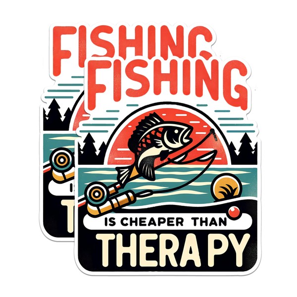 (2 Pack) Fishing is Cheaper Than Therapy Magnets - Funny