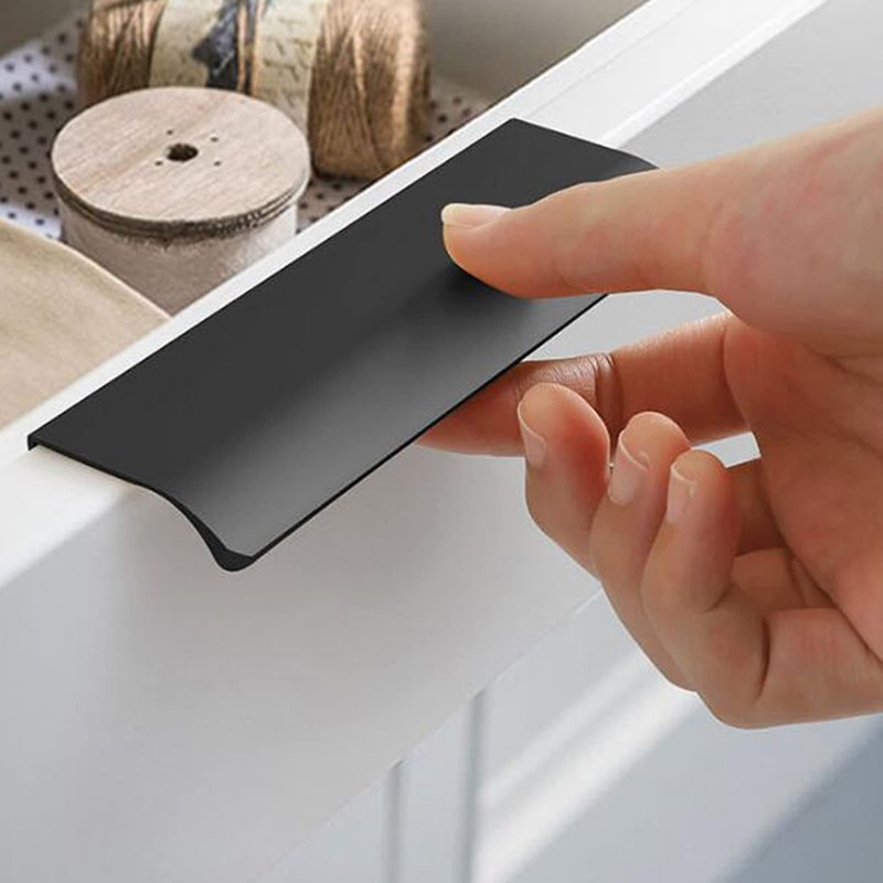 10Pcs Black Cabinet Handles Mount Finger Edge Pulls Hidden Drawers