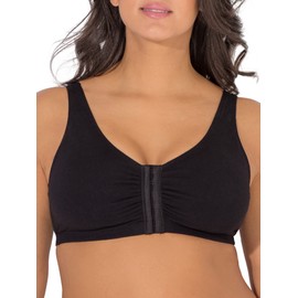 Fruit of the Loom Women's Front Close Builtup Sports Bra, Black, 46
